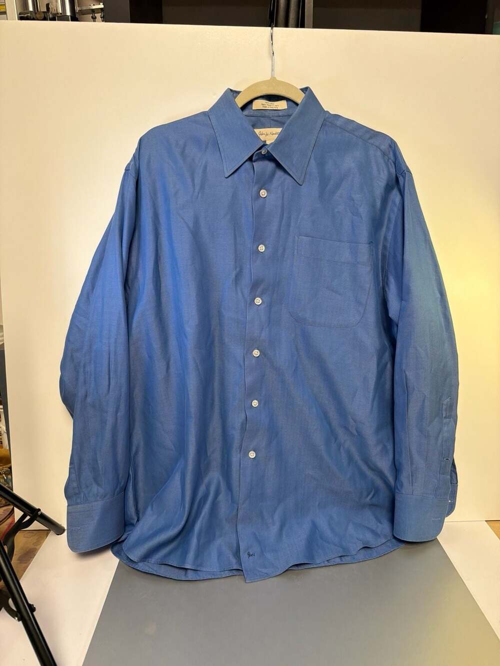 John‎ W. Nordstrom Blue Herringbone Cotton Dress Shirt Size 16-33